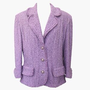 St John Couture Lilac Bouclé Tweed Blazer Jacket